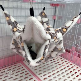 Small Animal Hammock Coral Fleece+Arctic Fleece Pet Hanging Hammock Hamster Ferret Rat Squirrel Cage Nest Warm Beds House Toys