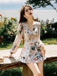 Women's Swimwear Bikini Fashionable And Sexy Shows Thin Covers Meat Long Sleeve Conservative One Piece Skirt Ins Fragmented