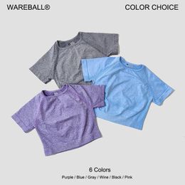 Women Seamless Yoga Shirt Fitness Short Sleeve Crop Top Workout Tops Gym Clothes For Running Sport Tshirts Sportswear 240529