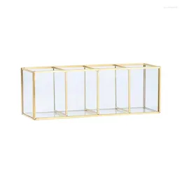 Storage Boxes Cosmetic Brush Holder Transparent Glass Brushes With 3 Slots Makeup Box Luxury