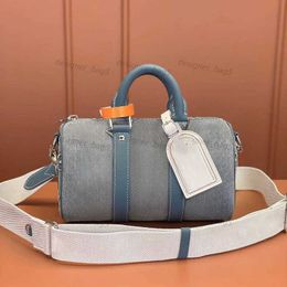 10A Upgrade Mirror Quality Designer Bag Small Duffle Bag 25cm Womens Denim Bag Fashion Blue Purse School Bag Luxury Handbag Crossbody Bag With Strap