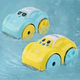 Children Bath Water Playing Toys ABS Clockwork Car Cartoon Vehicle Baby Toy Kids Gift Amphibious Bathroom Floating 240531
