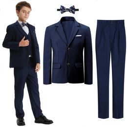 Suit for Kids Boys Easter Outfit Church Party Blazer Wedding Ceremony Flower Piano Performance Birthday Gift Clothes Set 3 PCS 240531