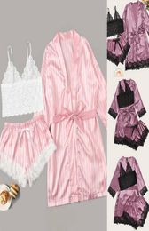 Sexy VNeck Silk Pyjamas For Women Floral Satin Pyjama Set Summer 2020 Pyjamas Women Satin Sleepwear Lingerie Pijama Mujer18600079