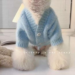 Dog Apparel Cat Sweater Solid Colour Pet Knitting Cardigan Winter Warm Teddy Puppy Clothes Luxury Schnauzer