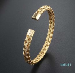 luxury High Quality 316L Stainless Steel Bracelets Bangles Gold Silver Color Cable Wire Cuff Bracelets for Women Men Jewelry6135333
