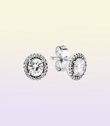 Classic Elegance Stud Earrings Authentic 925 Sterling Silver Studs Clear Cz Fits European Style Studs Jewelry Andy Jewel 296272CZ7171587
