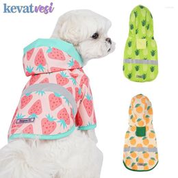 Dog Apparel Waterproof Raincoat Printing Fruit Pet Clothing Dogs Hooded Raincoats Harness Summer Outdoor Puppy Clothes Pets Accessories