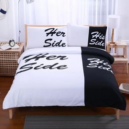 Bedding Sets Classic Black White Set His&Her Side Home Textiles Soft Duvet Cover And Pillowcases 3 Pieces Size Twin Full Queen King