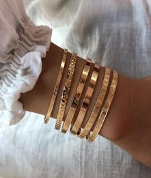 Bangle Women Fashion Chunky Gold Plated Cuff Adjustable Sets 2pcs6pcs Packed Retro Geometric Carved Bracelets3049482