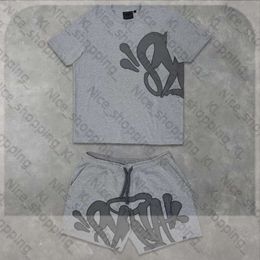 Men's Tracksuits Synaworld Y2k Suit Tracksuit Mens Hip Hop Letter Print Oversized Short Sleeves T Shirt Shorts Pants Two Piece Set Clothing 86E