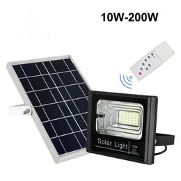 Outdoor Solar LED Flood Light Waterproof IP65 Wall Lamps with Smart Remote Spotlight for Home Garden Yard Lawn Pool Lighting 22 LL