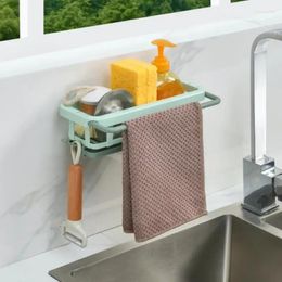 Kitchen Storage Sponge Holder Organiser Dish Drainer Soap Rack Sink Tray Dishcloth Towel Wall Mounted Basket Shelf