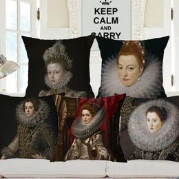 Pillow European Royal Court Woman Lady Portrait Painting Cover Decorative Pillows For Sofa Home Decoration