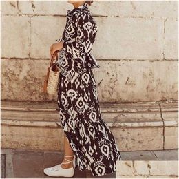 Basic & Casual Dresses Fashion Street Y Printed Bohemian Holiday Style Loose Split Long Skirt 2021 New Womens Drop Delivery Apparel W Dhpdf