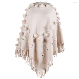 Women's Tanks Women Solid Hairball Tassel Cloak Loose Shawl Cardigan Sweater Coat Top Fashion Blouse 2024 T Shirt For Y2k Clothes
