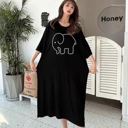 Plus Size Dresses Summer Cartoon Elephant Printed Home Women' Nightgowns Outdoor Knee Length Girls Street Dating