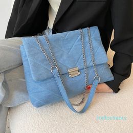 Evening Bags Blue Denim Shoulder For Women 2021 Chain Quilted Crossbody Bag Vintage Big Handbag Female Totes Large Canvas Messenger 177m