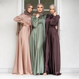 Clothing Ethnic Clothing Muslim Satin Silk Abaya Dubai Women Modest Dress Fashion Luxury Robes For Ladies Traditional Festival Clothes Isla