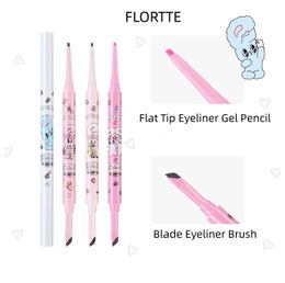 Flortte Esther Bunny double-sided eyeliner pen eyeliner brush with blade flat head eyeliner pen gel pencil womens cosmetics 240524