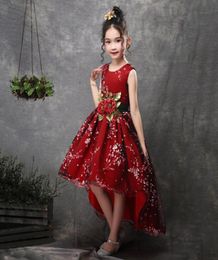 New Brand Flower Girls Dress Kids Princess Party Wedding Gowns for Children Graduation Ceremony Baby Kids Long Tail Formal Wear Y14060041