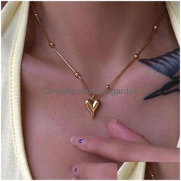 Pendant Necklaces Gold Western Charms Stainless Steel Plated Chunky Heart Neckintheline Necklace Jewelry For Women Party Drop Delivery Dhple