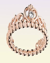 Cute Women Girls Jewelry RING 18K Rose gold 925 Sterling Silver Rings for Princess Tiara Crown Ring sets with Original logo box1615211