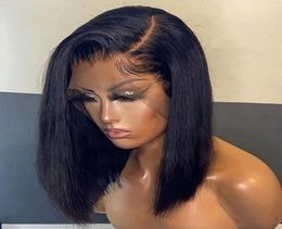 Bob Wig Lace Front Brazilian Human Hair Wigs For Black Women Pre Plucked Short Natural 13x4 Synthetic Straight HD Full Frontal Clo4923170