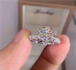 Custom Name Ceried 5 Diamond Engagement Ring Women 14K White Gold Sterling Silver Bridal Moissanite Rings Wedding Band Jewelry3284119