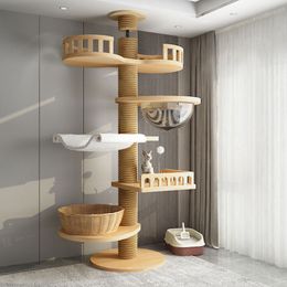Solid Wood Cat Tree, Cat Climbing Frame, Scratcher Shelf, Jump Platform, Space Capsule, Large Pet Products, Climbing Tower