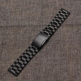 Watch Bands Watchband Black 18MM 20MM 22MM 24MM Stainless Steel Metal Strap Bracelet One Side Button Straight End Wrist Band On Sale 316F