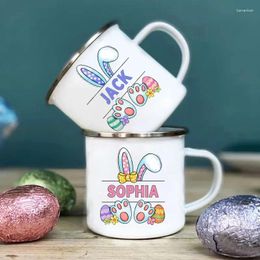 Party Supplies Personalised Easter Enamel Mugs Custom Name Kids Cocoa Chocolate Sibling Mug Drink Juice Milk Cup Kid Gift