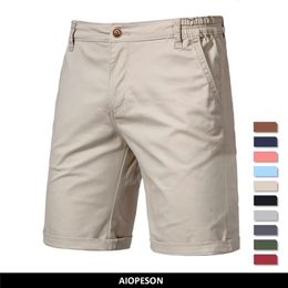 Summer 100% Cotton Solid Shorts Men High Quality Casual Business Social Elastic Waist Men Shorts 10 Colours Beach Shorts 240522