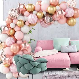 Pink Gold Balloon Garland Arch Kit Wedding Ballon 1st Birthday Party Decorations Kids Baby Shower Girl Latex Baloons