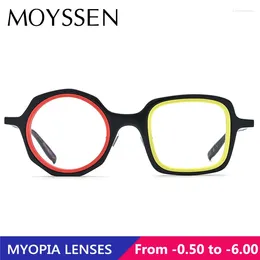 Sunglasses 2025 Men Vintage Punk Style Irregular Round And Square Acetate Frame Eyeglasses Women Fashion Optical Myopia Lenses Glasses