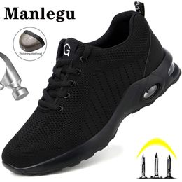 Steel Toe Men Women Air Cushion Safety Sneakers Anti-Smash Work Boots Breathable Construction Shoes 241110