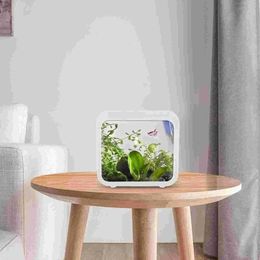 Creative aquarium LED decoration small aquarium fish tank betta transparent fish tank LED light goldfish small fish tank 240723