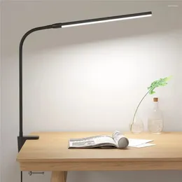 Table Lamps LED Desk Lamp With Clamp Dimmable Clip On Reading Light 10 Brightness Level 10W 3 Lighting Mode Flexible Study Office