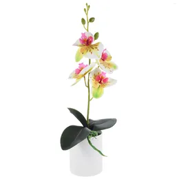 Decorative Flowers Artificial Plants Garden Desktop Ornaments 5pcs Fake Potted Simulated Phalaenopsis Orchid