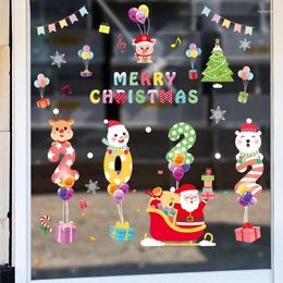 Window Stickers 2024 Christmas Decoration Wall Double-sided Glass Sliding Door Layout Festive Atmosphere Sticker Htv