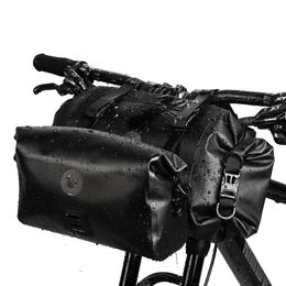 Rhinowalk Bicycle Bag Waterproof Front Reflectice Tube Bike Bag 4L-12L Large Capacity Handlebar Bag Front Frame Trunk Pannier 240318