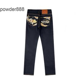 2024 Spring and Autumn New Trendy Brand Fushen Embroidered Slim Fit Jeans Pants for Men Women