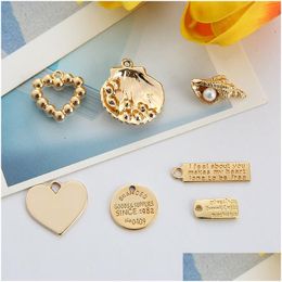 Charms Diy Jewellery Findings Components Accessories K Gold Charms Alloy Pendant Earrings Necklaces Conch Pearl Love Shell Keychains Dro Dhpvo