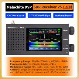 Radio Malahit DSP SDR 1.10d Radio Receiver V5 With Optional Board Metal Case 5000mAh AM CW SSB NFM WFM Malachite Malahitam sdr