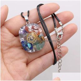 Pendant Necklaces Natural Stone Necklace Charms Seven Chakras Agates For Women Jewerly Gift Length 45Cm Drop Delivery Jewelry Pendants Dhtus