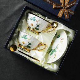 Cups Saucers European Coffee Cup Set Bone Porcelain Flower Tea Simple Ceramic Household English Black Afternoon