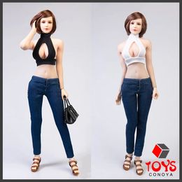 TYM082 1/6 Scale Female Soldier Sexy Heart-shaped Stretch Halter Vest Top Clothes Model Fit 12-inches Action Figure Body 240328