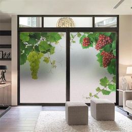 Window Stickers Privacy Windows Film Decorative Grape Plant Stained Glass No Glue Static Cling Frosted For Home