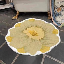 Bath Mats Blue Flower Shaped Carpets For Living Room Sofa Table Mat Toilet Water Absorbing Anti-skid Floor Bedroom Decor Rugs