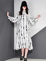 Casual Dresses XITAO Striped Dress Fashion Small Fresh Style 2024 Spring Autumn Minority Elegant Plus Size Top ZY3675